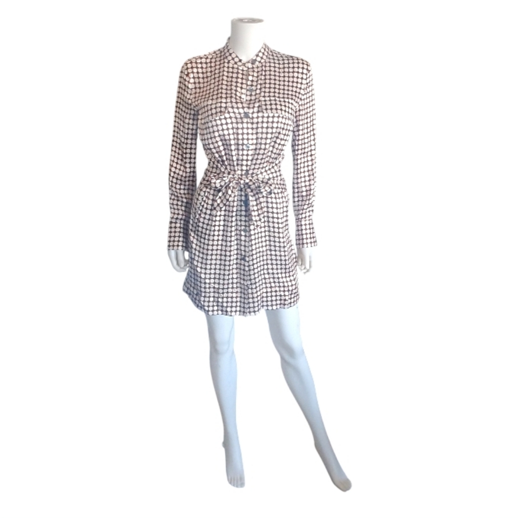 Equipment | 100% Silk Collarless Bayl Shirt Dress Xs Nwt Button Front Tie Waist